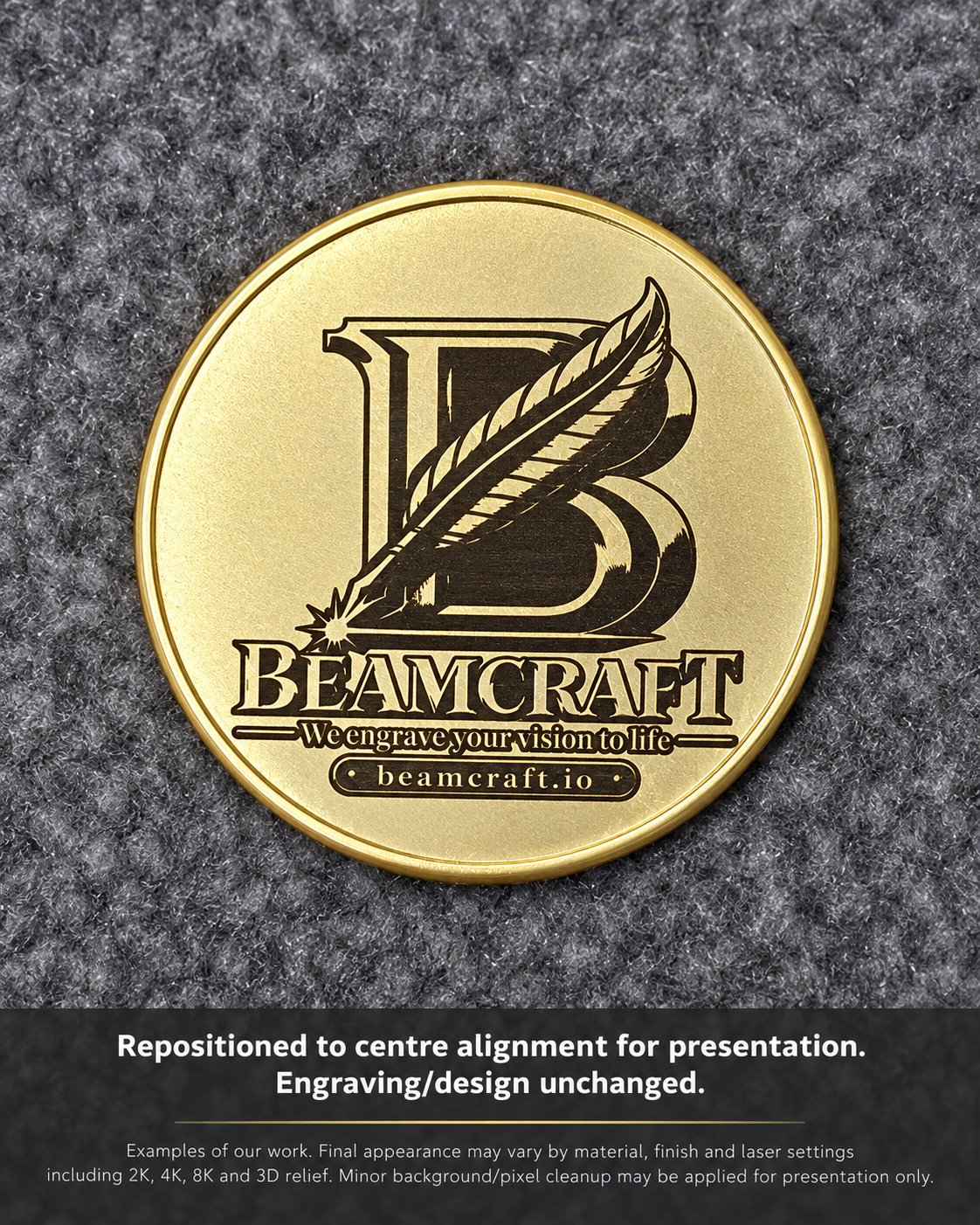 BeamCraft Full Cast Coin - BeamCraft monogram and website design.